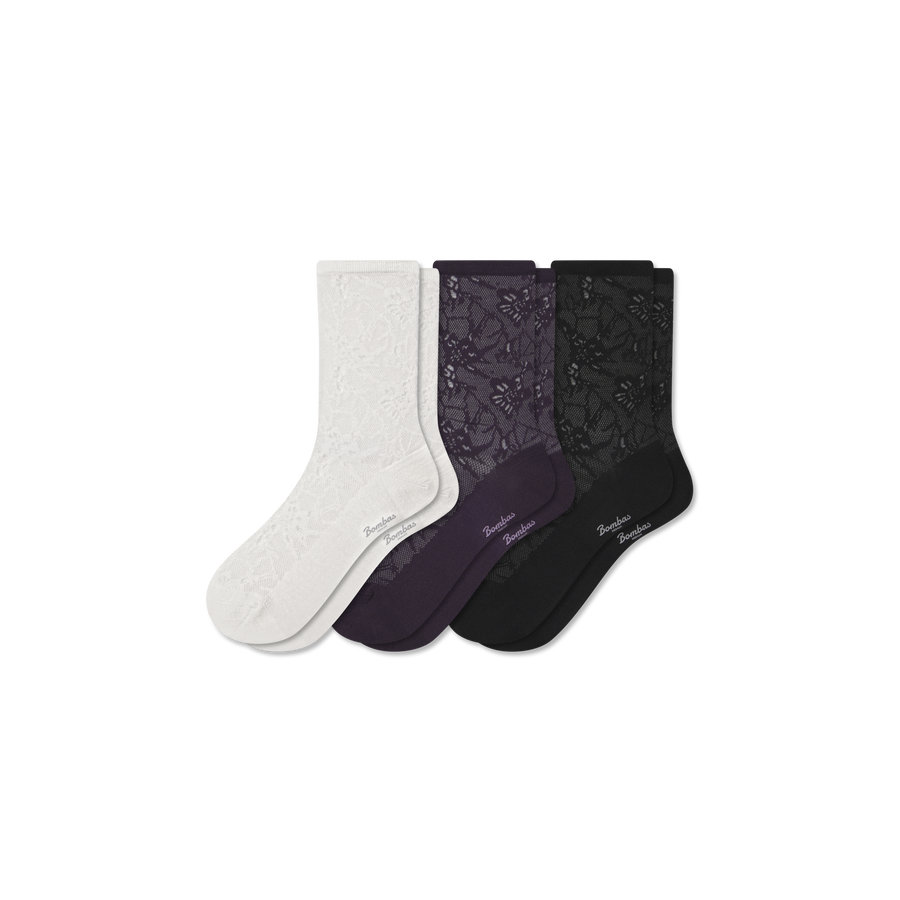 Women’s Floral Lace Half Calf Sock 3-Pack - Everyday Pair