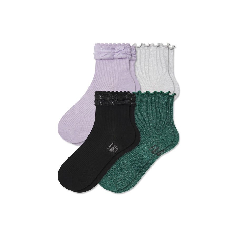 Wicked x Bombas Ruffle Quarter Sock 4-Pack - Fresh Step