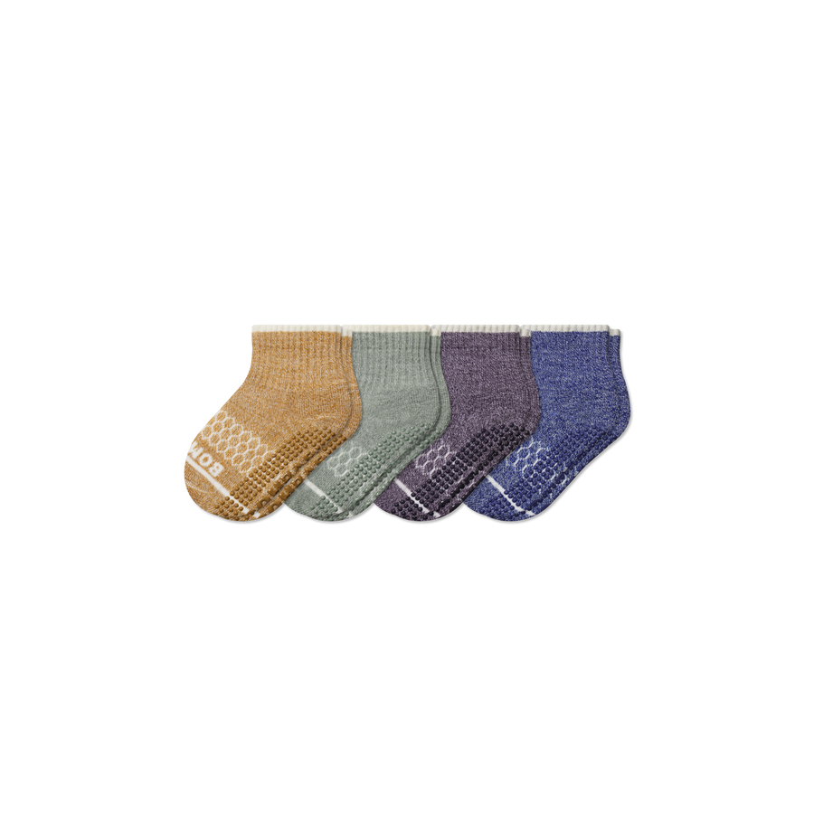 Toddler Merino Wool Blend Gripper Calf Sock 4-Pack - Daily Cushion