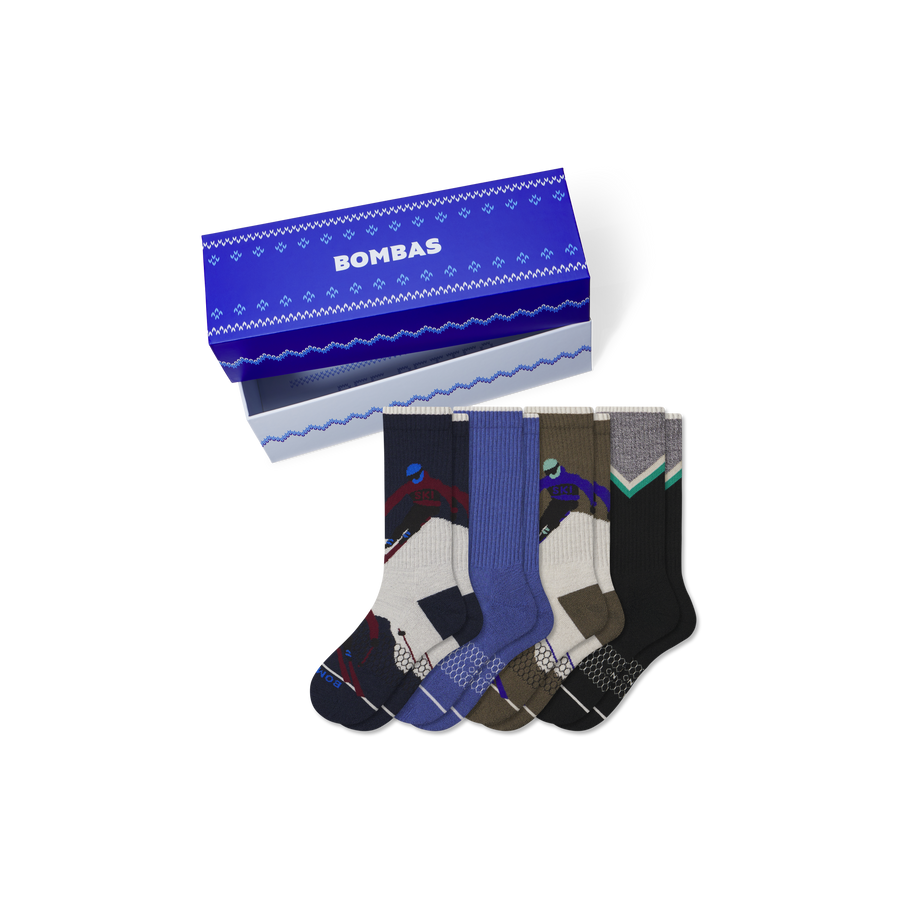 Men's Merino Wool Blend Calf Sock 4-Pack Gift Box - Easy Pair
