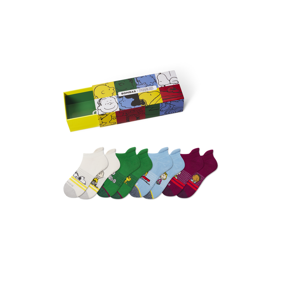 Peanuts x Bombas: Youth Ankle Sock 4-Pack Gift Box - Soft Step