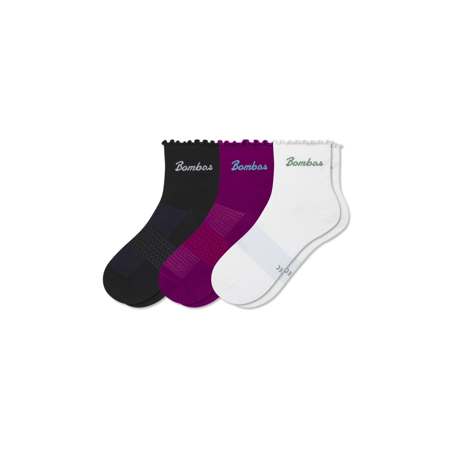 Women’s Ruffle Sport Quarter Sock 3-Pack - Daily Step