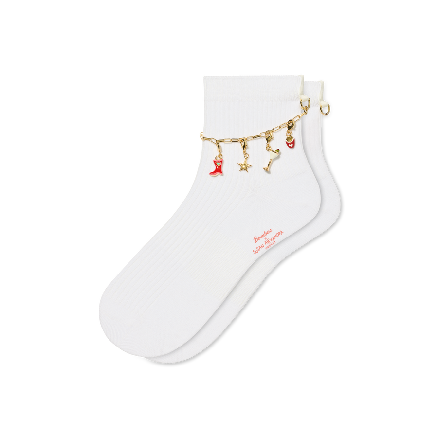 Bombas x Susan Alexandra Charms and Anklet Quarter Socks - Simple Style