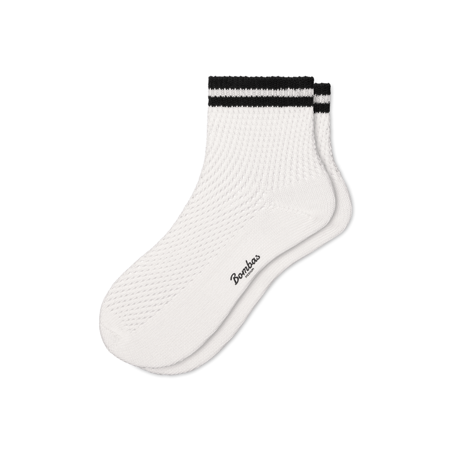 Women's Vintage Stripes Open Knit Quarter Socks - Clean Finish