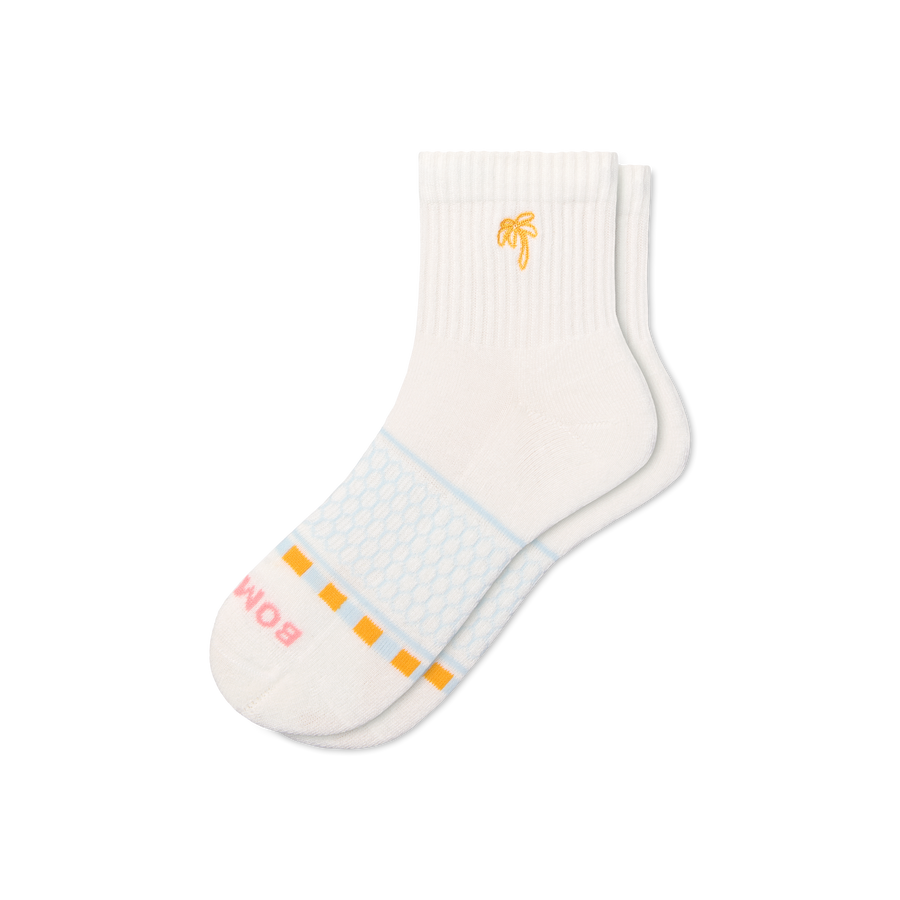 Women's Beach Day Embroidered Quarter Socks - Essential Ready