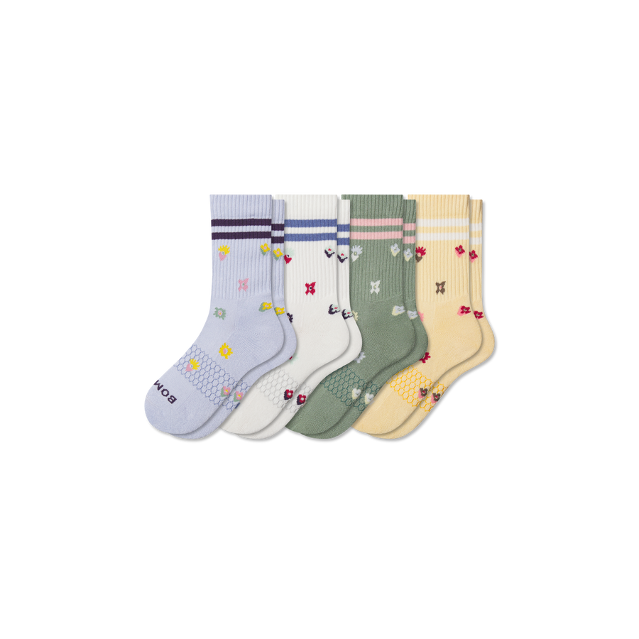 Youth Garden Party Calf Sock 4-Pack - Clean Finish