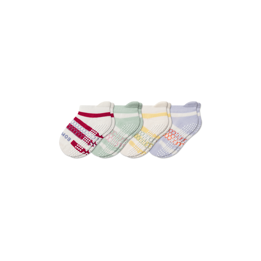 Toddler Stripes Gripper Ankle Sock 4-Pack - Clean Finish