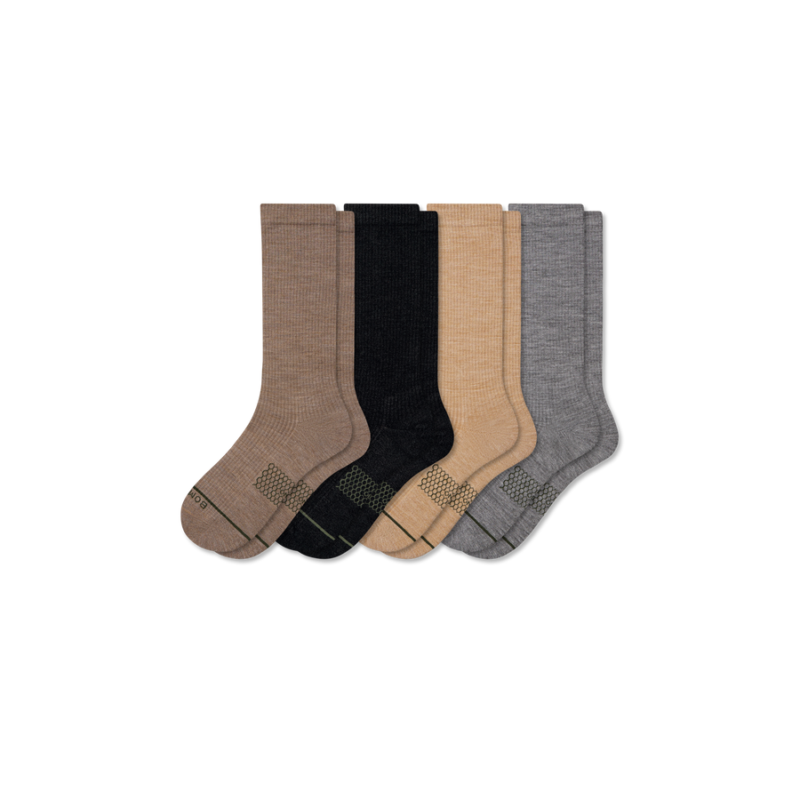 Men's Merino Wool Blend Modern Rib Calf Sock 4-Pack - Travel Pair