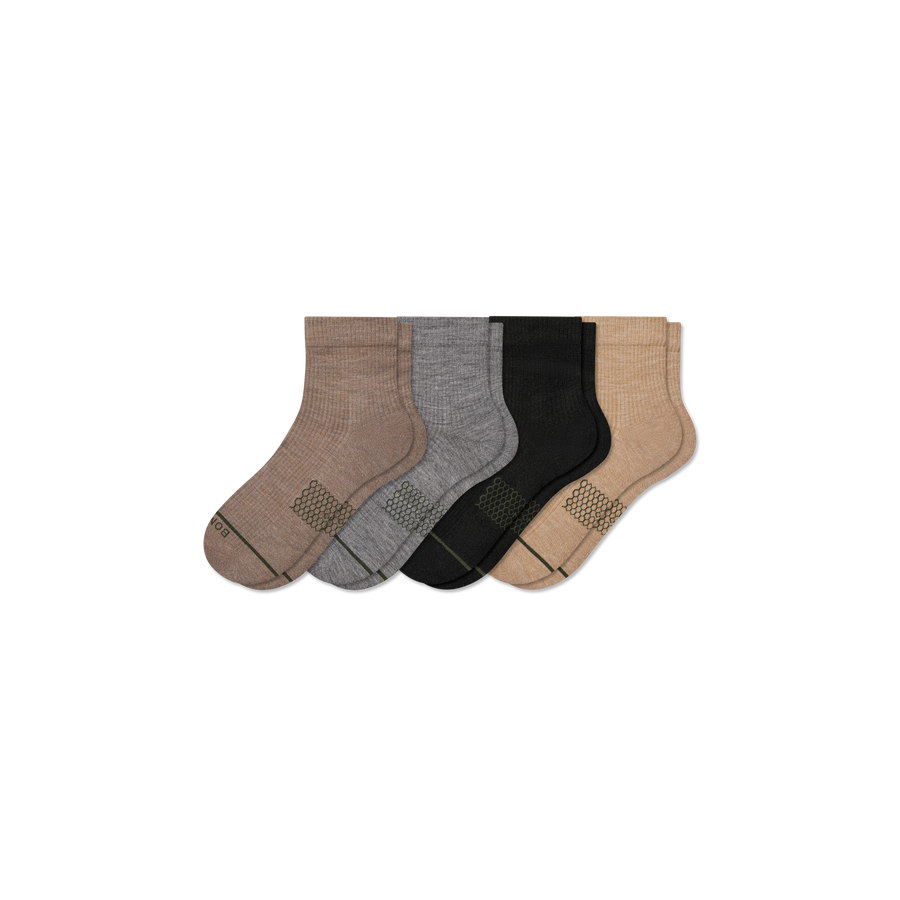 Women's Merino Wool Blend Modern Rib Quarter Sock 4-Pack - Everyday Pair