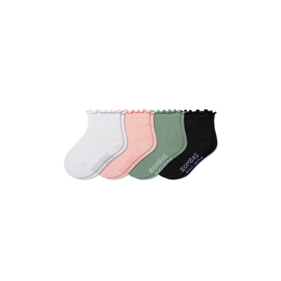 Toddler Ruffle Rib Calf Sock 4-Pack - Light Cushion