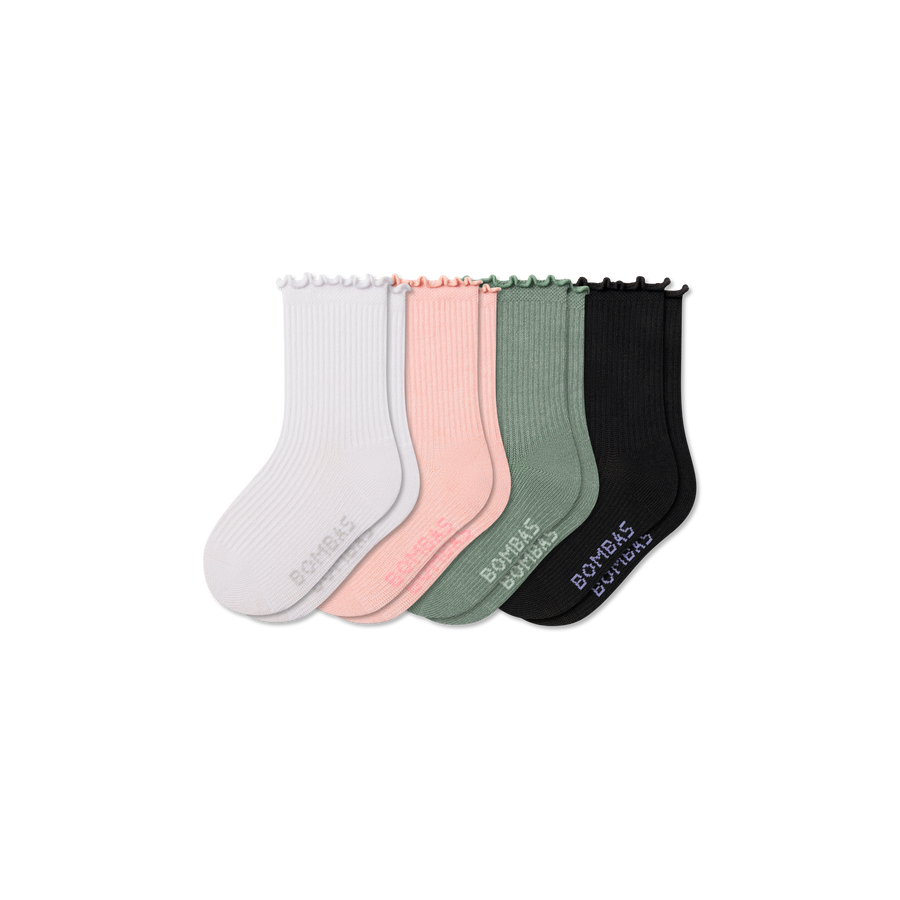 Junior Ruffle Rib Calf Sock 4-Pack - Light Cushion