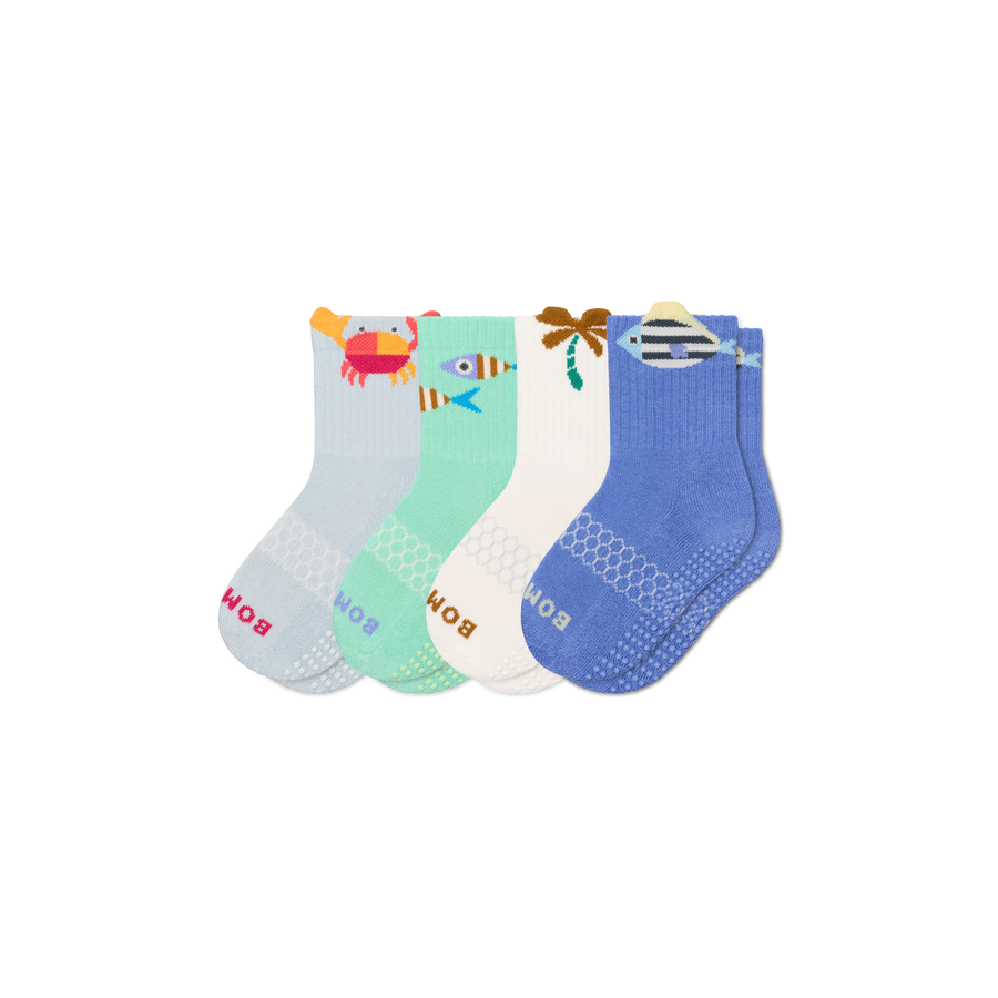 Junior Seaside Gripper Calf Sock 4-Pack - Daily Step