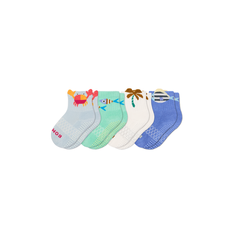 Toddler Seaside Gripper Calf Sock 4-Pack - Modern Touch