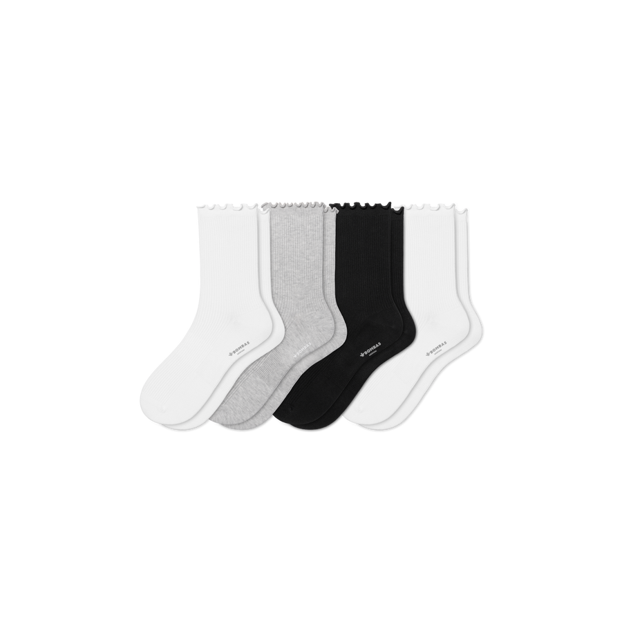Women's Ruffle Rib Half Calf Sock 4-Pack - Premium Pick