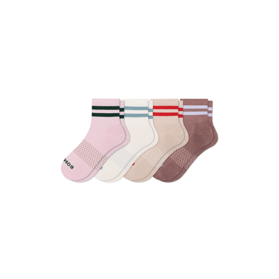 Women's Vintage Stripes Quarter Sock 4-Pack - Light Cushion