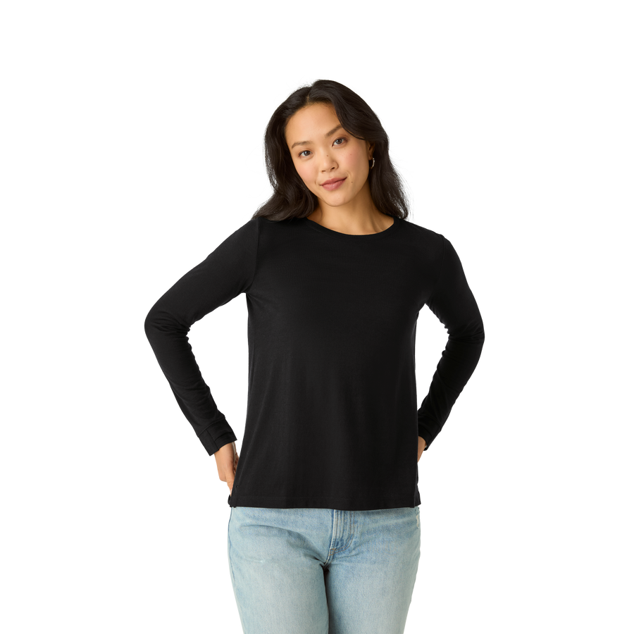 Women's Merino Wool Blend Crew Neck Long Sleeve T-Shirt - Premium Pick