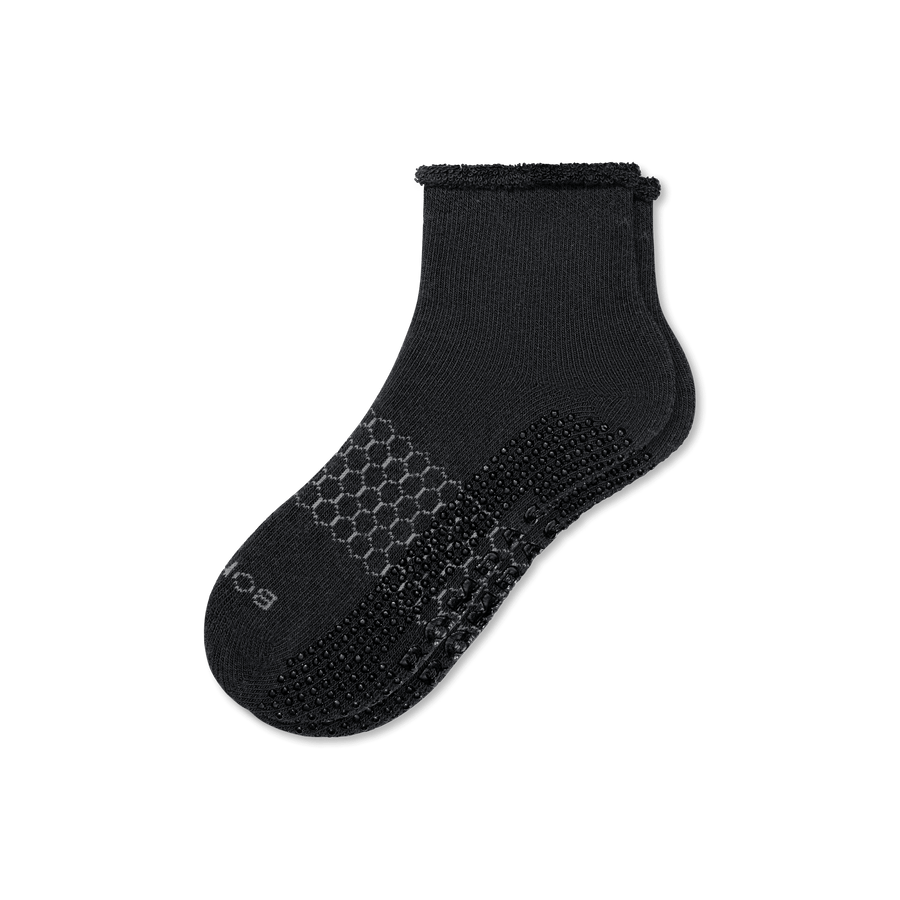 Men's Merino Wool Blend Roll-Top Gripper House Socks - Classic Ready