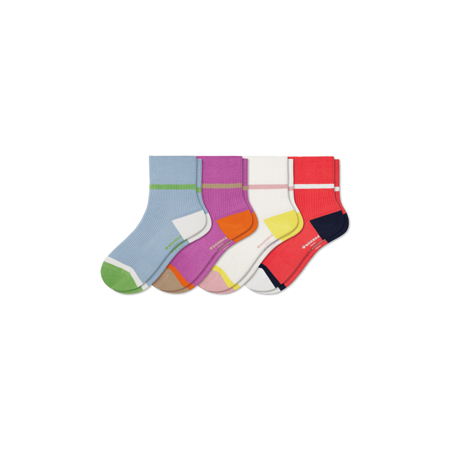 Youth Ribbed Quarter Sock 4-Pack - Premium Pick