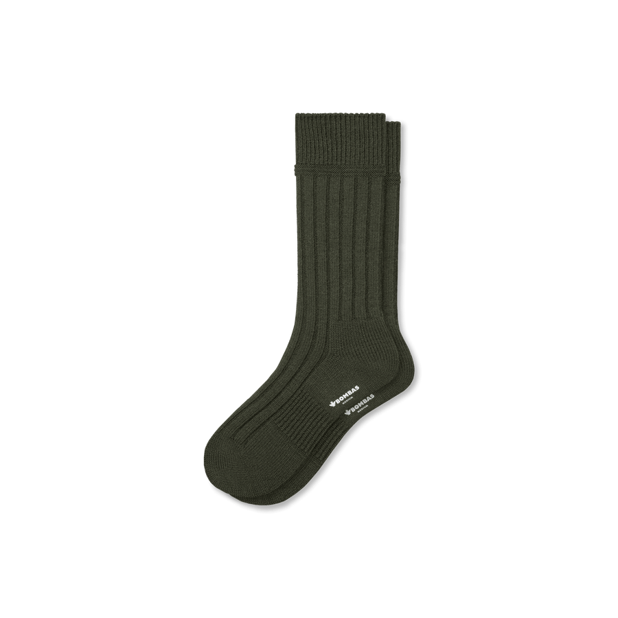 Men's Merino Cashmere Blend Rib Calf Socks - Everyday Pair