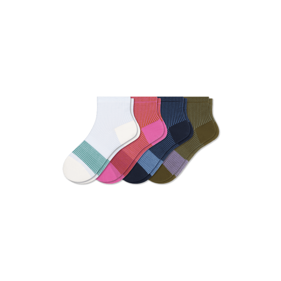 Youth Stripe Quarter Sock 4-Pack - Soft Step