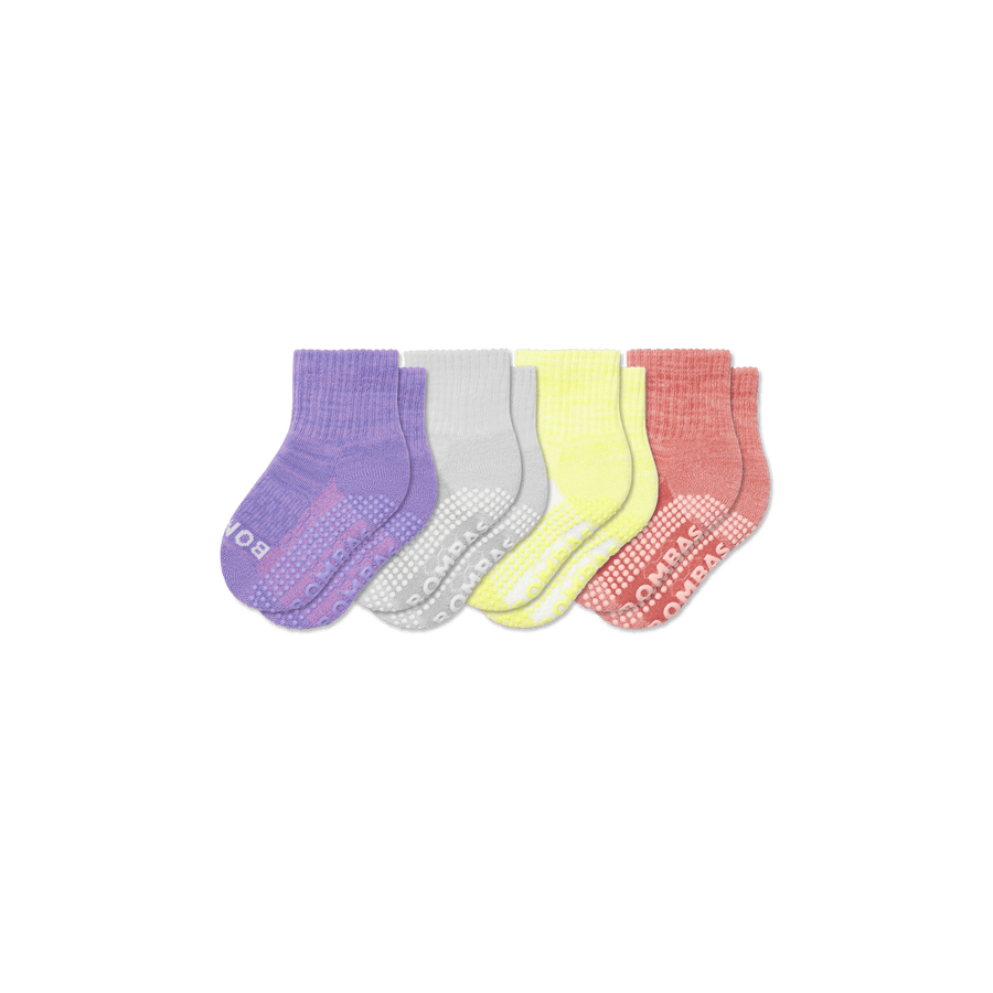 Toddler Two Tone Gripper Calf Sock 4-Pack - Travel Pair