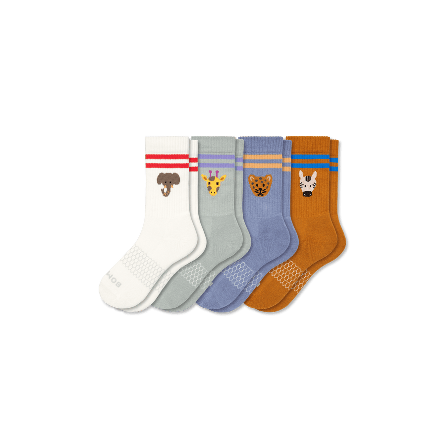 Youth Safari Stripe Calf Sock 4-Pack - Easy Pair