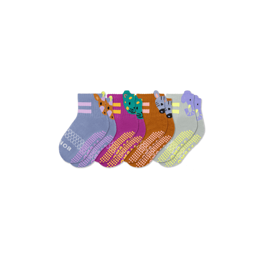 Toddler Safari Stripe Gripper Calf Sock 4-Pack - Premium Pick