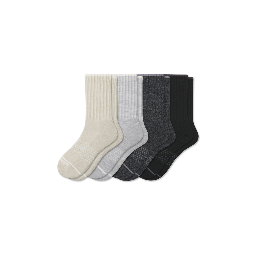 Men's Merino Wool Blend Half Calf Sock 4-Pack - Simple Style