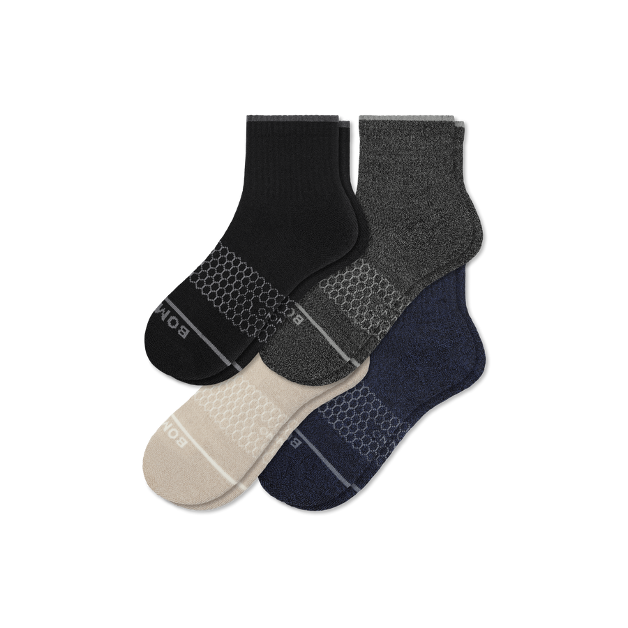 Men's Merino Wool Blend Quarter Sock 4-Pack - Premium Pick