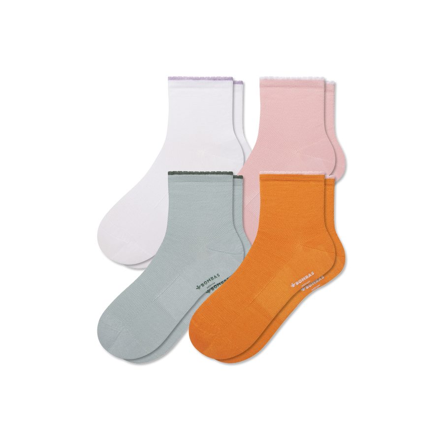 Women’s Scallop Cuff Quarter Sock 4-Pack - Modern Touch