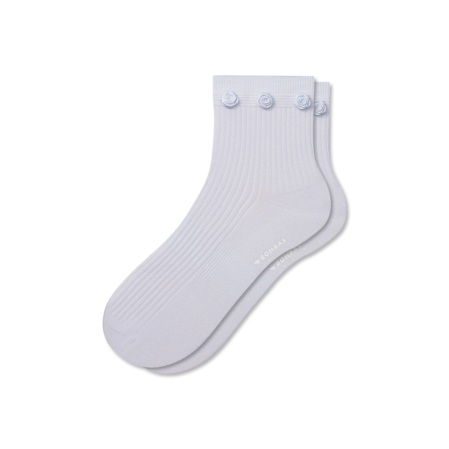Women's Rosette True Rib Quarter Socks - Simple Style