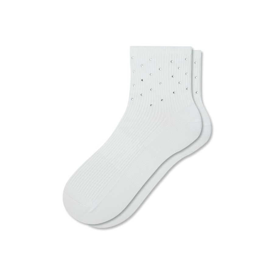 Women’s Rhinestone Rib Quarter Socks - Daily Pick