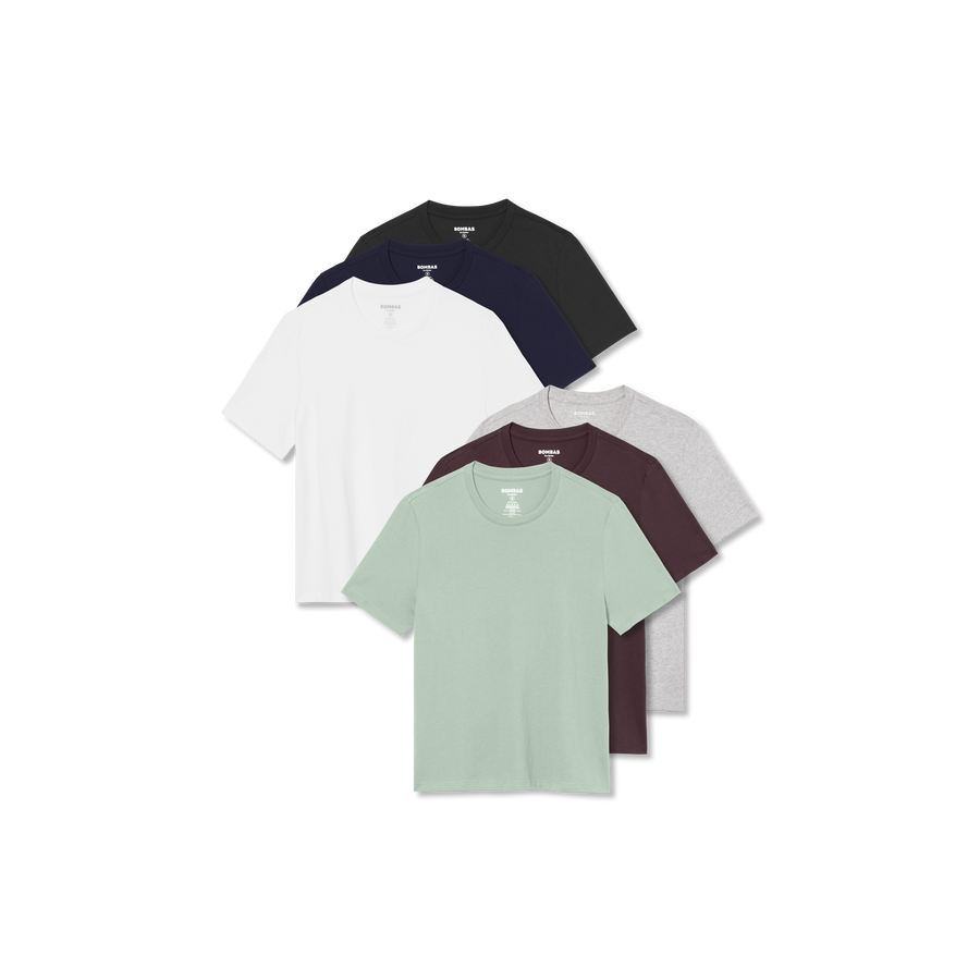 Women's Pima Cotton Crew Neck T-Shirt 6-Pack - Simple Support