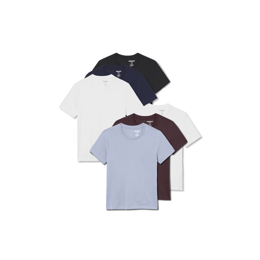 Women's Pima Cotton Slim Crew Neck T-Shirt 6-Pack - All Day Fit