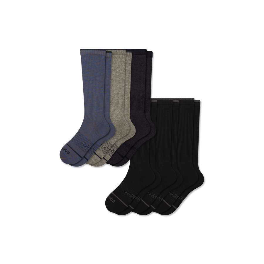 Men's Merino Wool Blend Knee High Sock 6-Pack (15-20mmHg) - Light Cushion