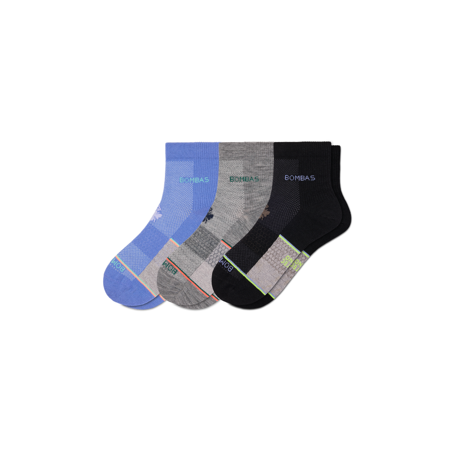 Men's Sport Merino Wool Blend Quarter Sock 3-Pack - All Day Fit