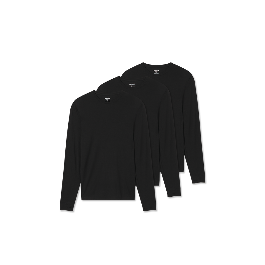Men's Merino Wool Blend Crew Neck Long Sleeve T-Shirt 3-Pack - Daily Pick