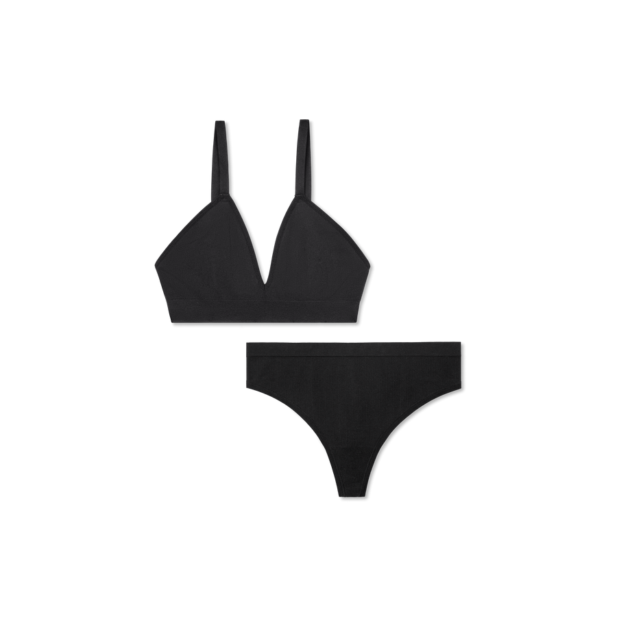 Women's Seamless Triangle Bralette + Thong Pack - Simple Style