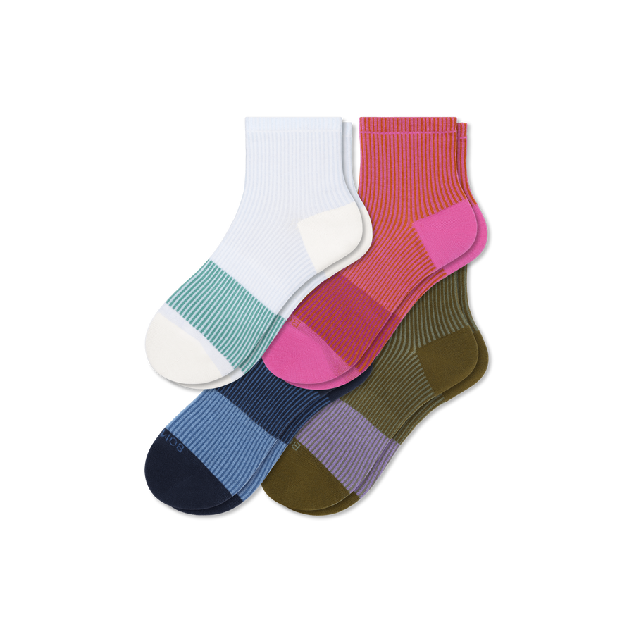 Women’s Stripe Quarter Sock 4-Pack - Modern Touch