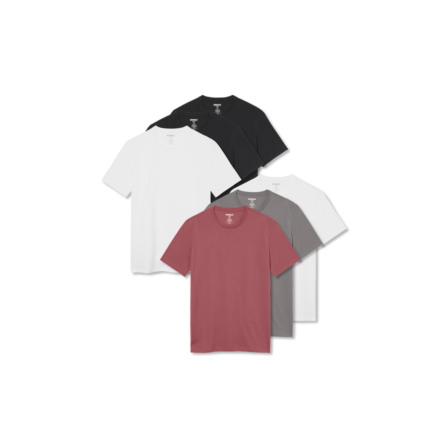 Men's Pima Cotton Slim Crew Neck T-Shirt 6-Pack - Soft Support