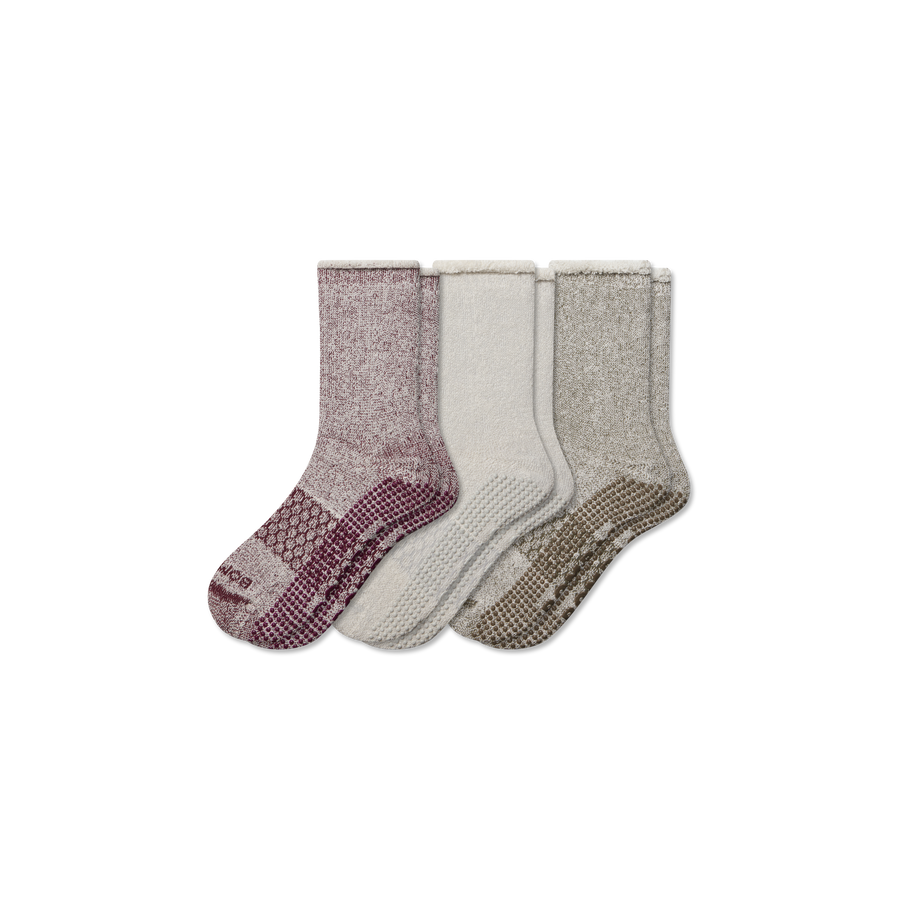 Women’s Roll-Top Merino Blend Gripper House Sock 3-Pack - Fresh Choice