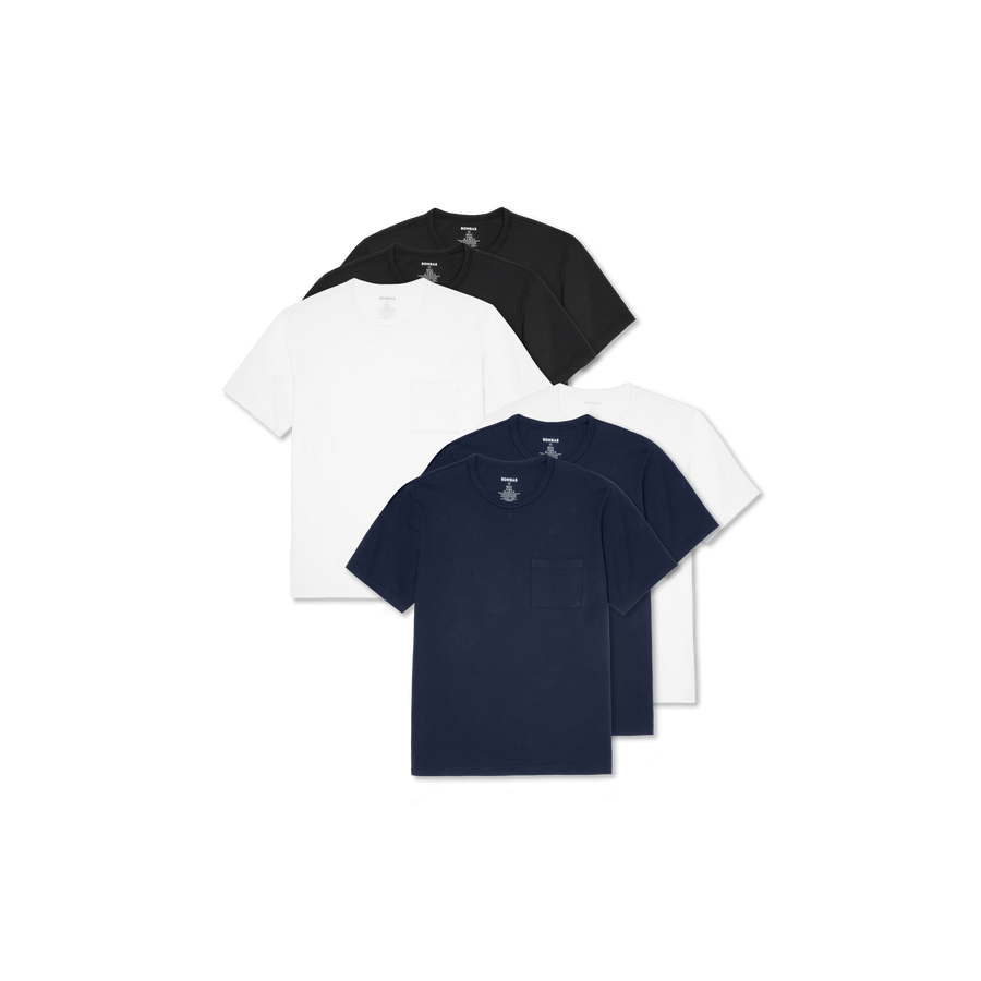 Men's Premium Weight Pocket Crew Neck T-Shirt 6-Pack - Travel Pair