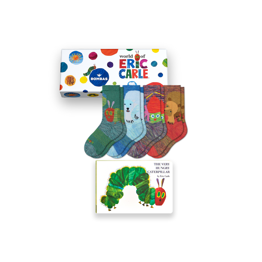 Youth Eric Carle Calf Sock 4-Pack Gift Box & Book - Fresh Step