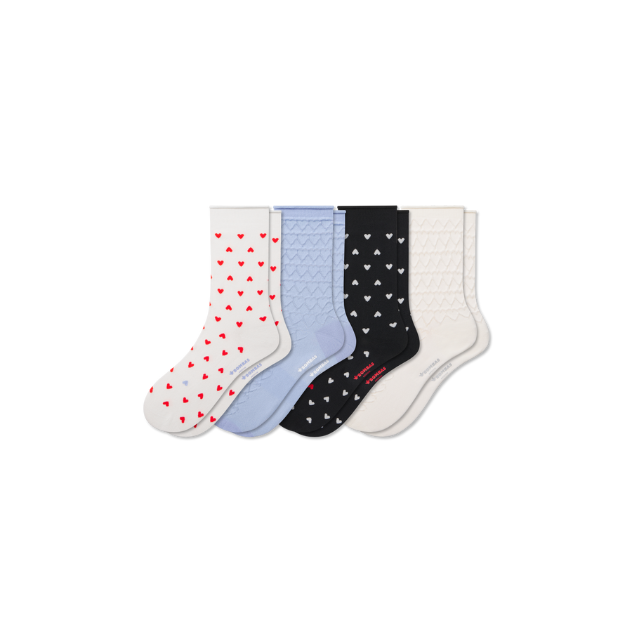 Women’s Hearts Half Calf Sock 4-Pack - Travel Pair