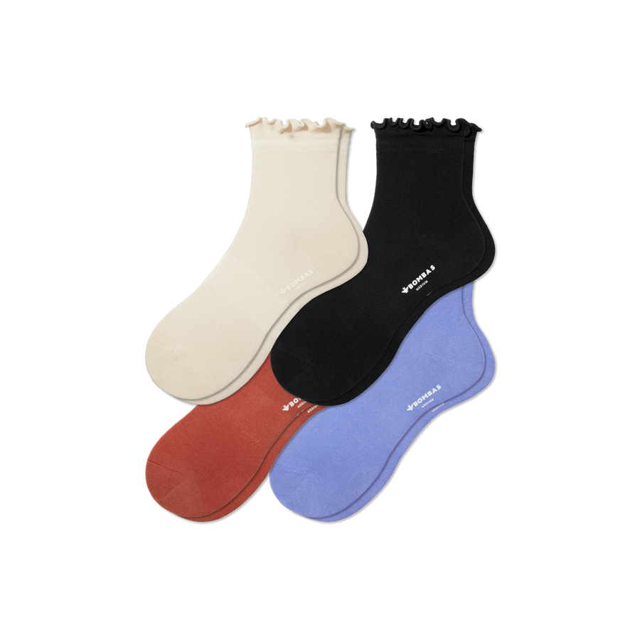 Women's Frill Quarter Sock 4-Pack - Ready Pair