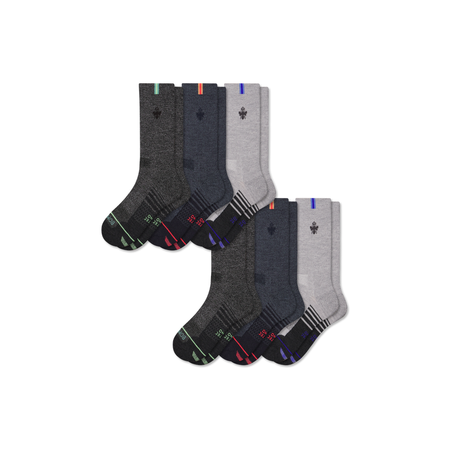 Men's Merino Wool Blend Run Calf Sock 6-Pack - Everyday Pair