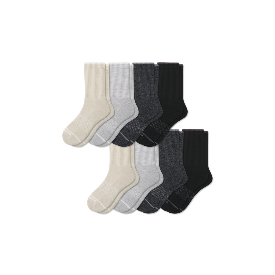 Men's Merino Wool Blend Half Calf Sock 8-Pack - Simple Style