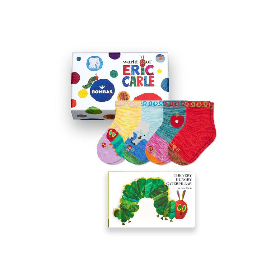Toddler Eric Carle Calf Sock 4-Pack Gift Box & Book - Easy Pair