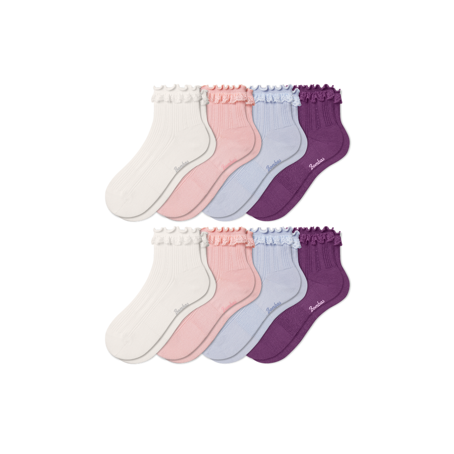 Youth Ruffle Rib Quarter Sock 8-Pack - Fresh Choice