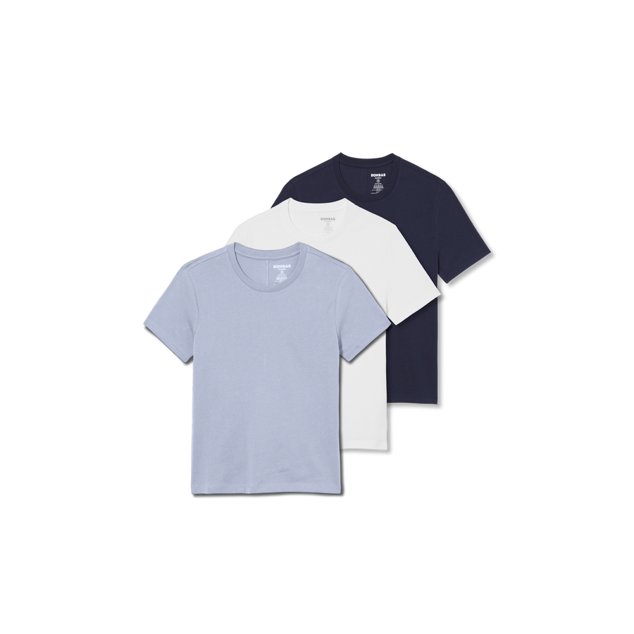 Women's Pima Cotton Slim Crew Neck T-Shirt 3-Pack - Simple Style